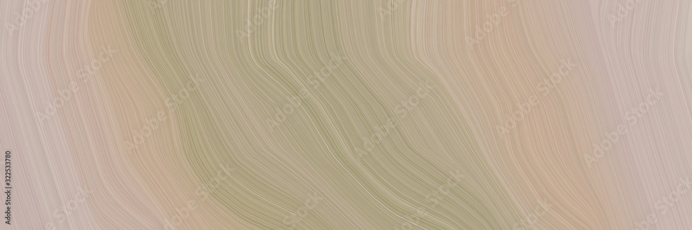 Poster surreal horizontal banner with tan, silver and gray gray colors. dynamic curved lines with fluid flowing waves and curves