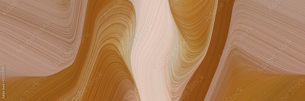 Poster artistic designed horizontal header with sienna, pastel gray and rosy brown colors. dynamic curved lines with fluid flowing waves and curves