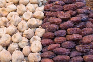 dry dates and figs are on the counter