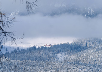 Nebel über der Hämmermoosalm in Leutasch