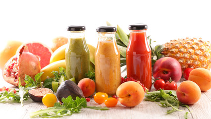 fruit juice in bottle and ingredient