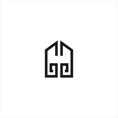 Letter GG Real Estate logo Icon template design in Vector illustration. Black Logo And White Backround 