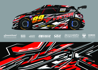 Truck wrap design vector kit. Modern sport graphics. Abstract stripe racing and grunge background for wrap all vehicle, race car, rally, adventure vehicle and car livery.