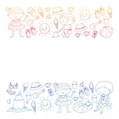 Children summer vacation. Holidays with little kids. Sea, beach and ocean