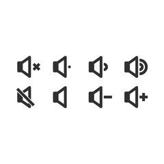 Sound volume control icons. Speaker signs isolated on white background. Vector illustration EPS 10.