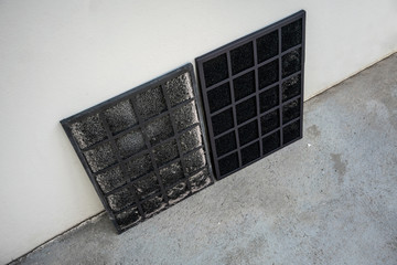 Comparing between old and new replaceable carbon air purifier filter