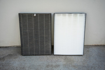 Comparing between old and new replaceable air purifier filter