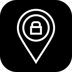 Round edged security padlock Location Icon to use in web application interface. It can also be used for travel and tourism industry.