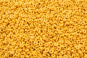 Corn-flakes background and texture. Top view.