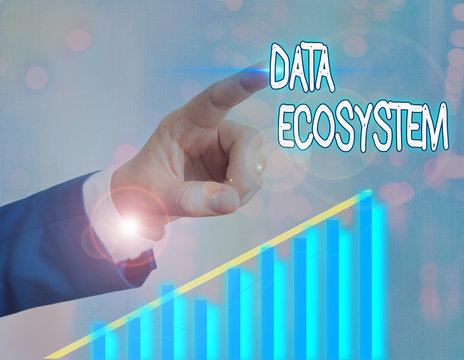 Handwriting text writing Data Ecosystem. Conceptual photo collection of infrastructure used to capture and analyze data