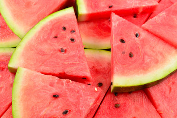 Juicy watermelon slices background. Top view.