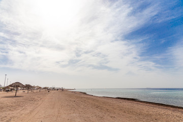 Fototapeta na wymiar Japanese gardens beach in Aqaba city. Jordan