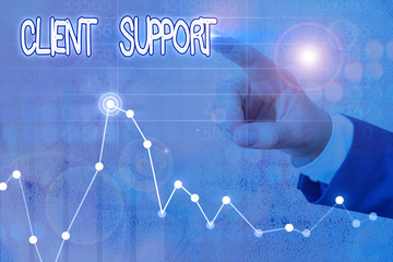 Word writing text Client Support. Business photo showcasing focus on helping customers to use products and services