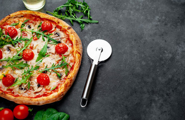 italian pizza on stone background