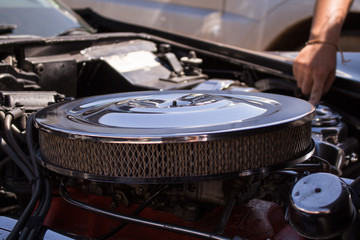 old car engine detail