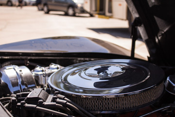 old car engine closeup