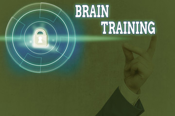 Word writing text Brain Training. Business photo showcasing mental activities to maintain or...