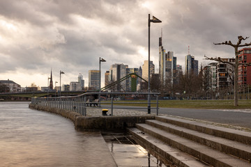 Frankfurt Skyline view from riverside 