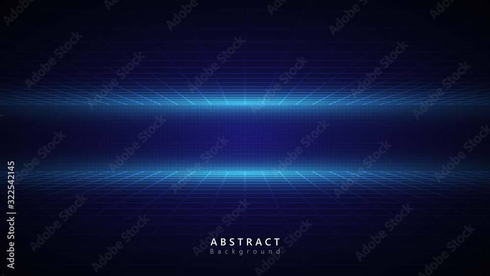 Fototapete blue abstract future technology cyberspace background vector design,perspective futuristic digital g