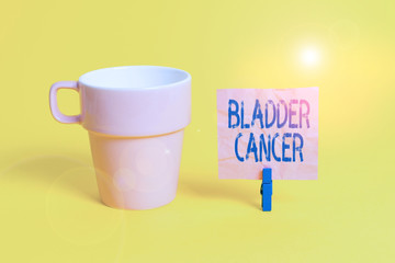 Text sign showing Bladder Cancer. Business photo showcasing form of cancer that begins in the...