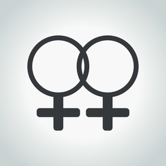 Woman icons together on gray background. Concept of lesbian women.