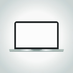 Laptop icon on gray background. IT concept
