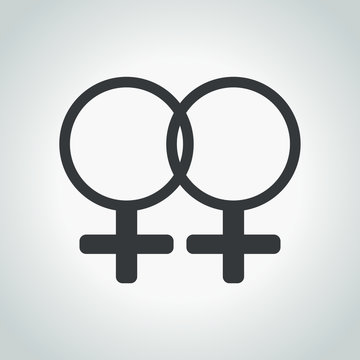 Woman icons together on gray background. Concept of lesbian women.