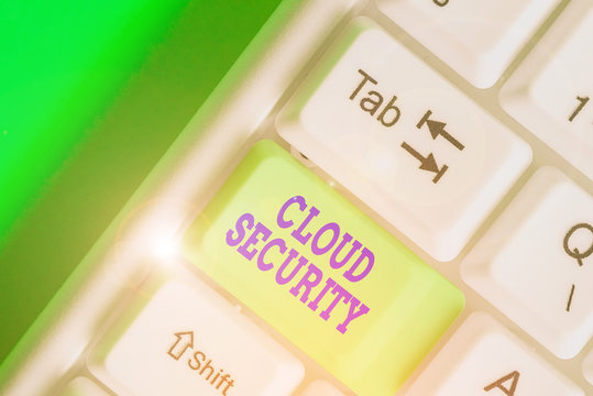Conceptual hand writing showing Cloud Security. Concept meaning protection of data stored online from theft and deletion - Powered by Adobe