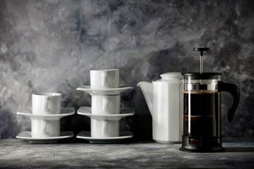 Fresh hot coffee of free space for your decoration and morning sun light. 