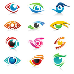 Colorful set of eye logos icon vector illustration
