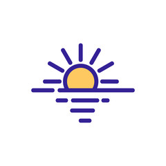 Sunset icon vector. Thin line sign. Isolated contour symbol illustration