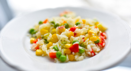 vegetable mix rice peas corn pepper