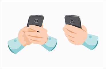 Writing a text message on the phone - vector cartoon illustration