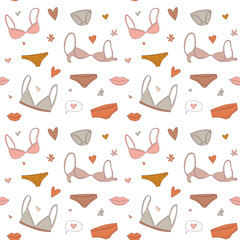 Women's underwear lingerie bras and panties seamless pattern background