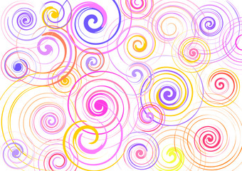 Abstract pattern of multicolor spiral circles vector