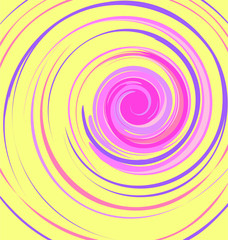 Abstract pattern of stains of paint are spilling spirally on yellow background vector