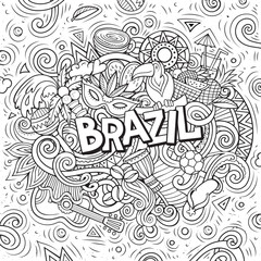 Fototapeta premium Brazil hand drawn cartoon doodles illustration. Funny design.