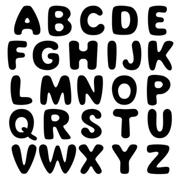cartoon black alphabet vector isolated on white background