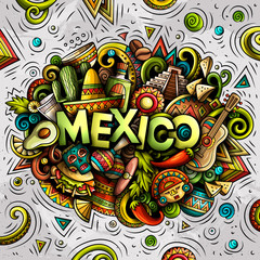 Mexico hand drawn cartoon doodles illustration. Funny design.