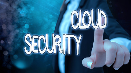 Text sign showing Cloud Security. Business photo text protection of data stored online from theft and deletion