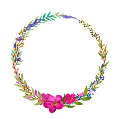 Floral Wreath In Watercolor