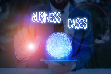 Text sign showing Business Cases. Business photo showcasing undertaking on the basis of its...