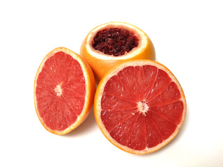 Naklejka na ściany i meble Flavored Hookah bowl of grapefruit with tobacco isolated on white background.