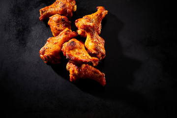Crispy grilled or barbecued spicy chicken wings