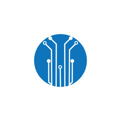 circuit board  in the circle icon.technology logo design template symbol icon vector-vector
