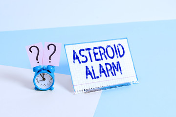 Text sign showing Asteroid Alarm. Business photo showcasing warning to prepare the cities in a...