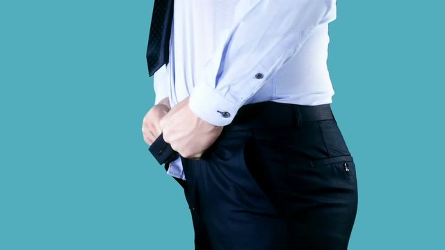 Overweight businessman trying to fasten too small clothes. Fat man with a big belly. Weight problems, diet, overweight, obesity concept