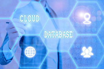 Conceptual hand writing showing Cloud Database. Concept meaning optimized or built for a...
