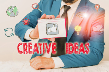 Conceptual hand writing showing Creative Ideas. Concept meaning the act of producing or using...