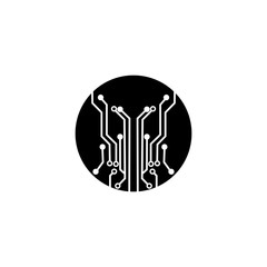 circuit board  in the circle icon.technology logo design template symbol icon vector-vector